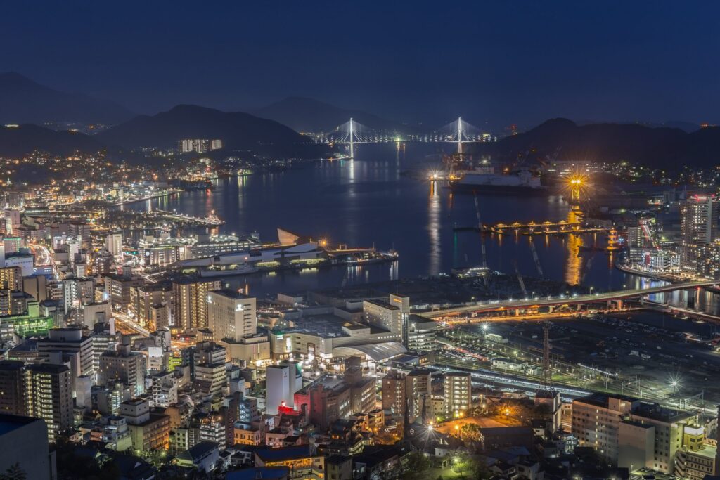 稲佐山から望む長崎港の夜景